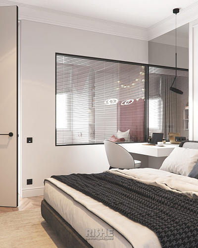 Перегородки в квартиру с встроенными жалюзи черного цвета Перегородки в квартиру с встроенными жалюзи черного цвета